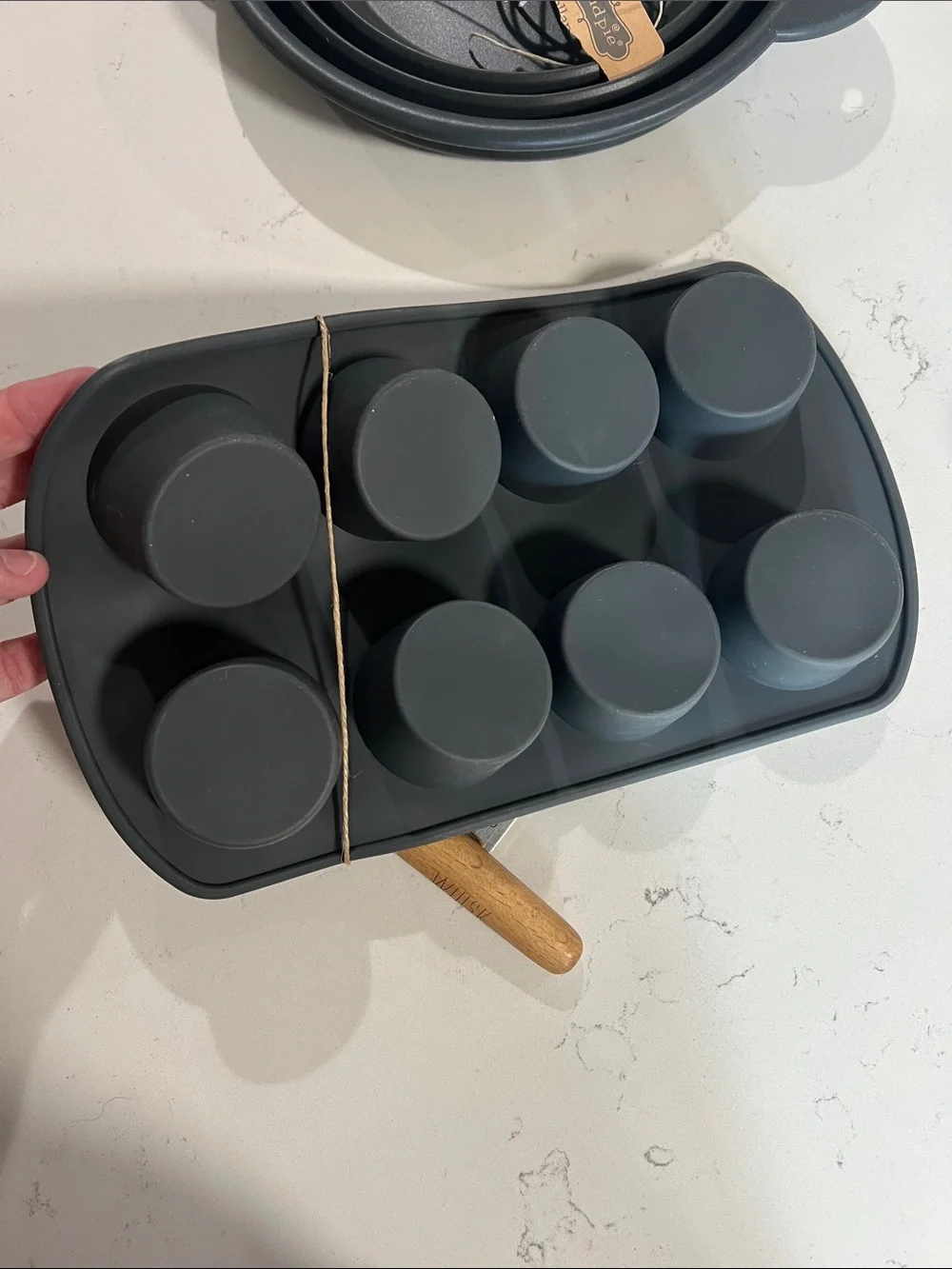 Mud Pie Gray Silicone Muffin Pan with Nesting Bowls and Whisks Bundle